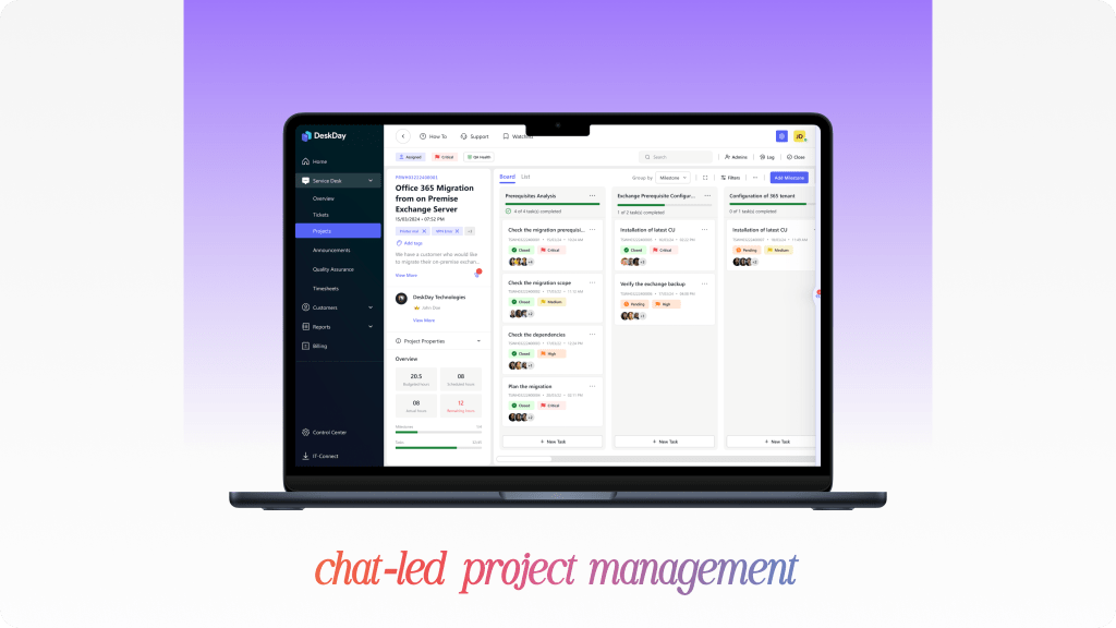 Chat-led Project Management for MSPs